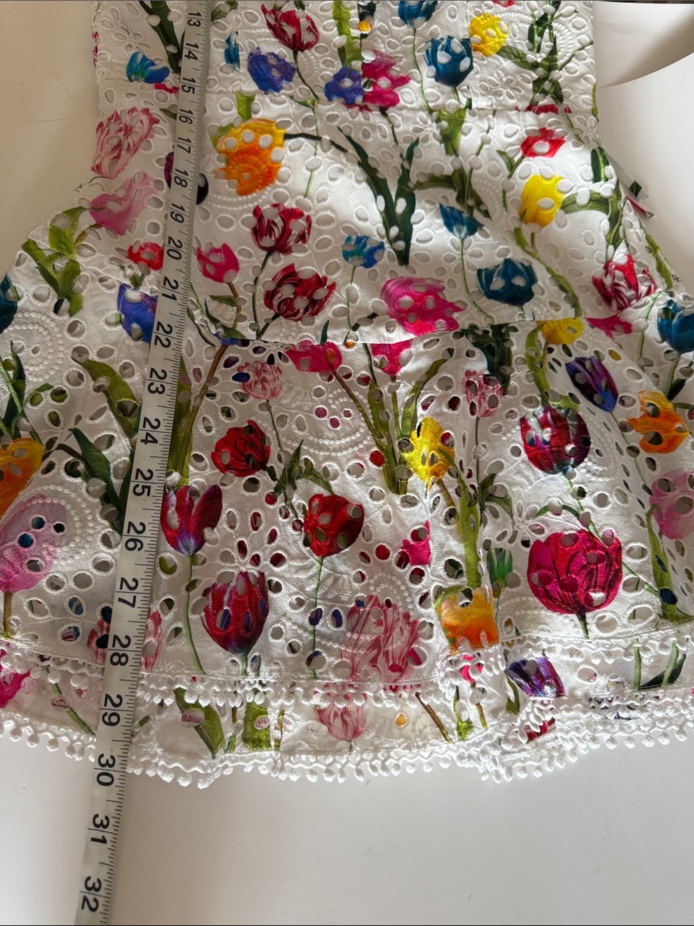 Alice + Olivia Rosette Floral Tulip Broderie Anglaise Cotton Mini Dress size 0 - Picture 11 of 12